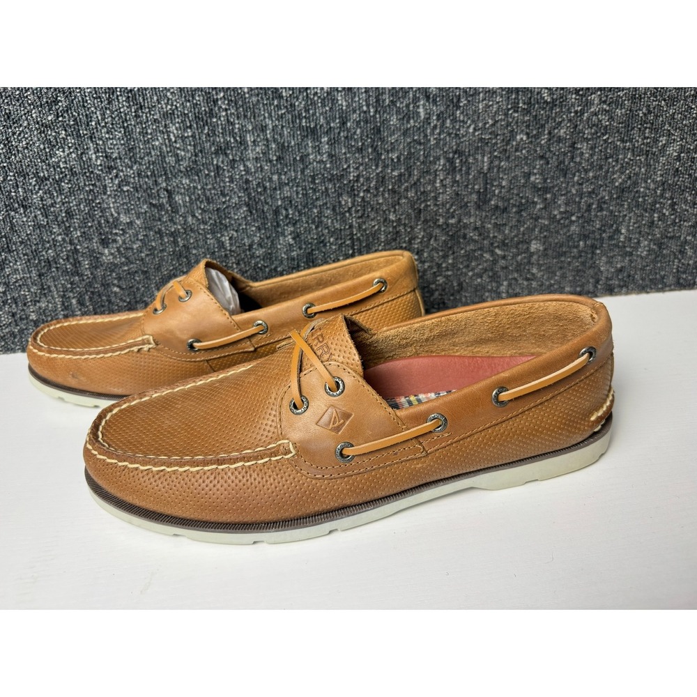 Sperry Mens A/O 2-Eye Perforated Boat Shoe Leather Sz 10M Excellent